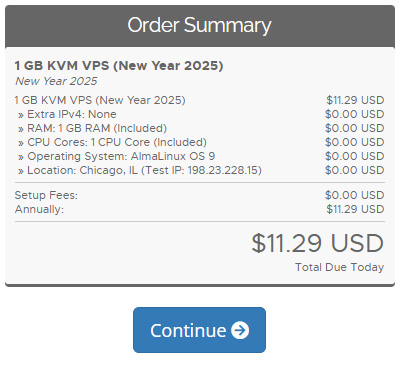 RackNerd云服务订单详细